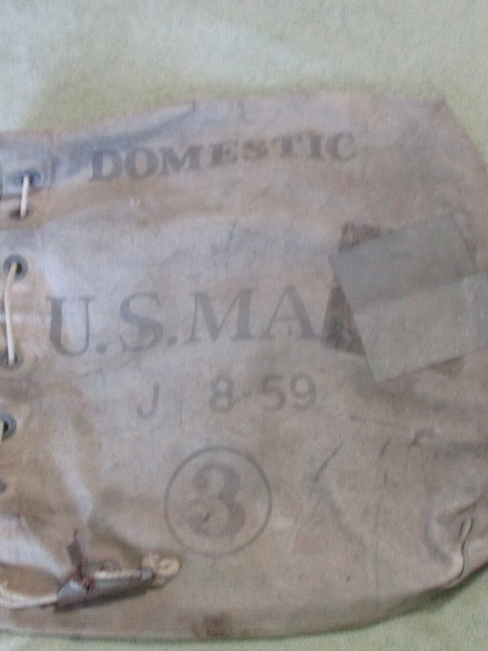 Vintage U.S. Mail Bag J 8-59 with Lock Set
